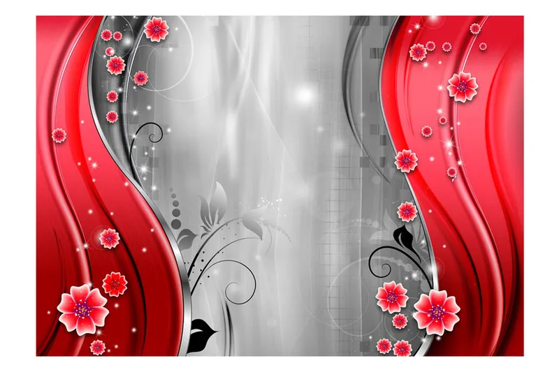 Fototapet Behind The Curtain Of Red 250x175 - Artgeist sp. z o. o. - Inredning - Väggdekor - Tapet & tapettillbehör - Fototapet