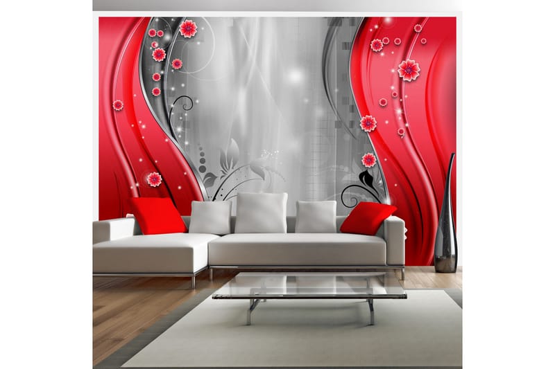Fototapet Behind The Curtain Of Red 300x210 - Artgeist sp. z o. o. - Inredning - Väggdekor - Tapet & tapettillbehör - Fototapet