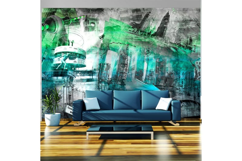 Fototapet Berlin Kollage Grön 150x105 - Artgeist sp. z o. o. - Inredning - Väggdekor - Tapet & tapettillbehör - Fototapet