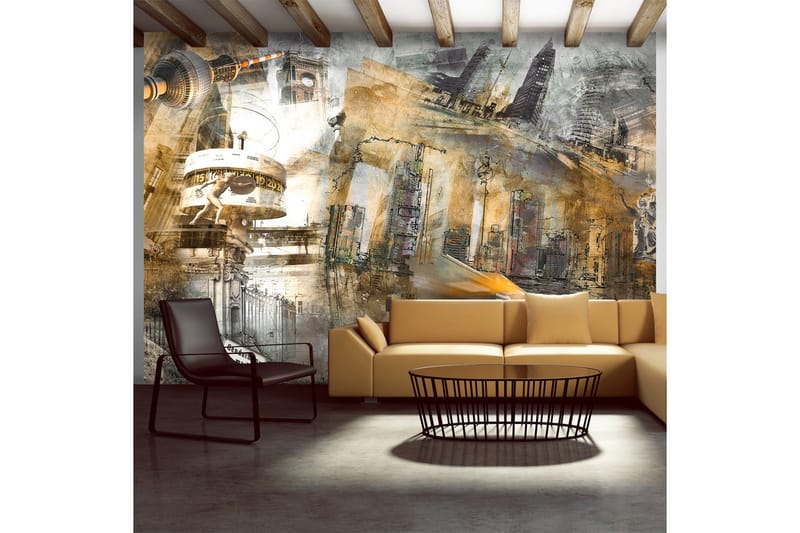 Fototapet Berlin Kollage Orange 350x245 - Artgeist sp. z o. o. - Inredning - Väggdekor - Tapet & tapettillbehör - Fototapet