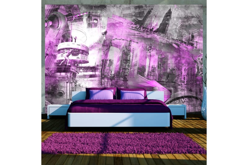 Fototapet Berlin Kollage Violett 150x105 - Artgeist sp. z o. o. - Inredning - Väggdekor - Tapet & tapettillbehör - Fototapet