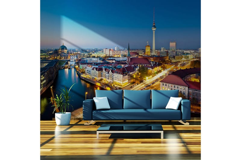 Fototapet Berlin View From Fischerinsel Night 200x154 - Artgeist sp. z o. o. - Inredning - Väggdekor - Tapet & tapettillbehör - Fototapet