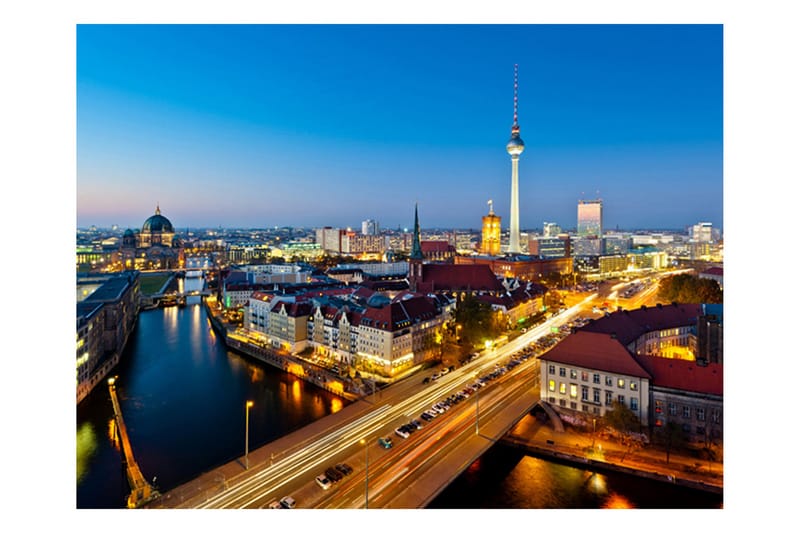 Fototapet Berlin View From Fischerinsel Night 200x154 - Artgeist sp. z o. o. - Inredning - Väggdekor - Tapet & tapettillbehör - Fototapet