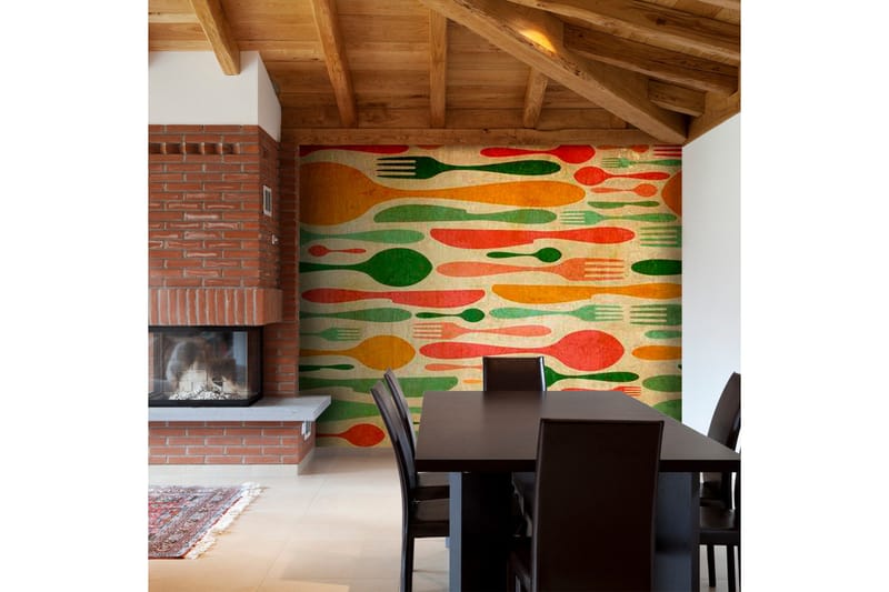 Fototapet Bestick Orange Och Grönt 400x309, Artgeist sp. z o. o.