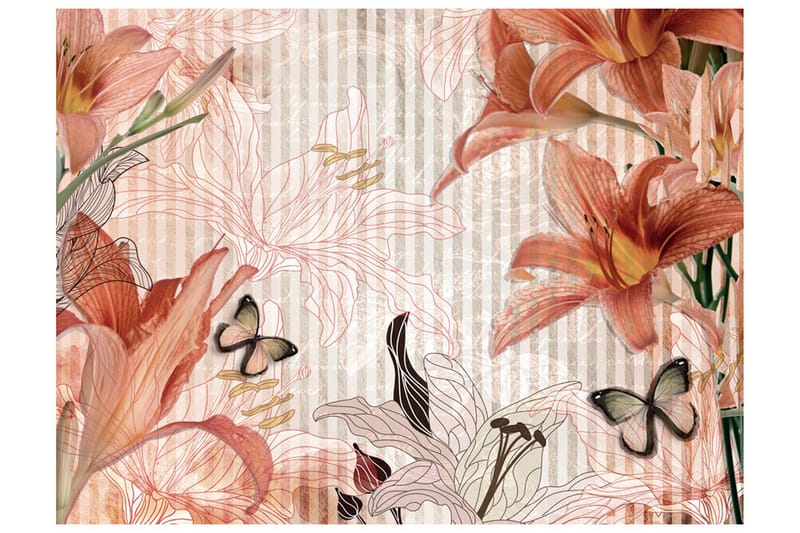 Fototapet Blommor Och Fjärilar 200x154, Artgeist sp. z o. o.