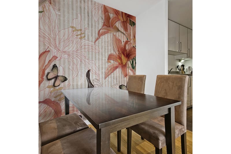 Fototapet Blommor Och Fjärilar 250x193 - Artgeist sp. z o. o. - Inredning - Väggdekor - Tapet & tapettillbehör - Fototapet