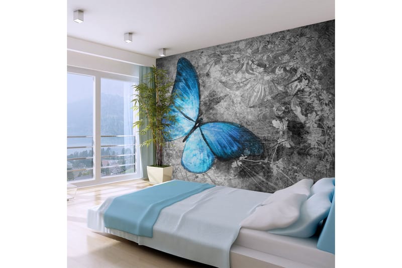 Fototapet Blue Butterfly 200x154 - Artgeist sp. z o. o. - Inredning - Väggdekor - Tapet & tapettillbehör - Fototapet