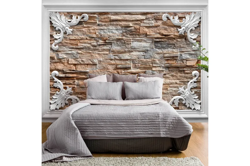 Fototapet Brick In The Frame Brown 300x210 - Artgeist sp. z o. o. - Inredning - Väggdekor - Tapet & tapettillbehör - Fototapet