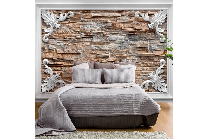 Fototapet Brick In The Frame Brown 300x210 - Artgeist sp. z o. o. - Inredning - Väggdekor - Tapet & tapettillbehör - Fototapet