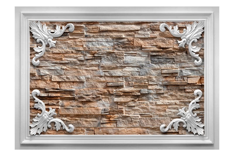 Fototapet Brick In The Frame Brown 300x210 - Artgeist sp. z o. o. - Inredning - Väggdekor - Tapet & tapettillbehör - Fototapet
