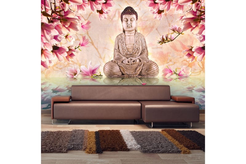 Fototapet Buddha And Magnolia 450x270 - Artgeist sp. z o. o. - Inredning - Väggdekor - Tapet & tapettillbehör - Fototapet