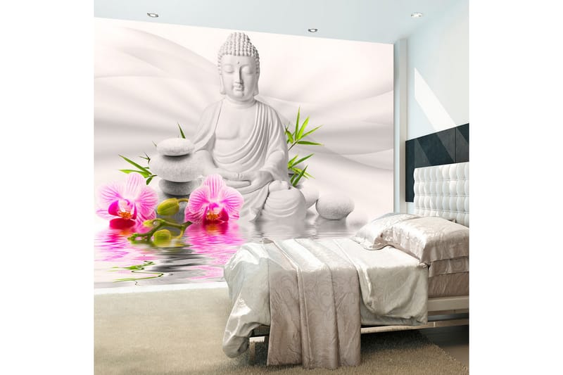 Fototapet Buddha And Orchids 100x70 - Artgeist sp. z o. o. - Fototapet