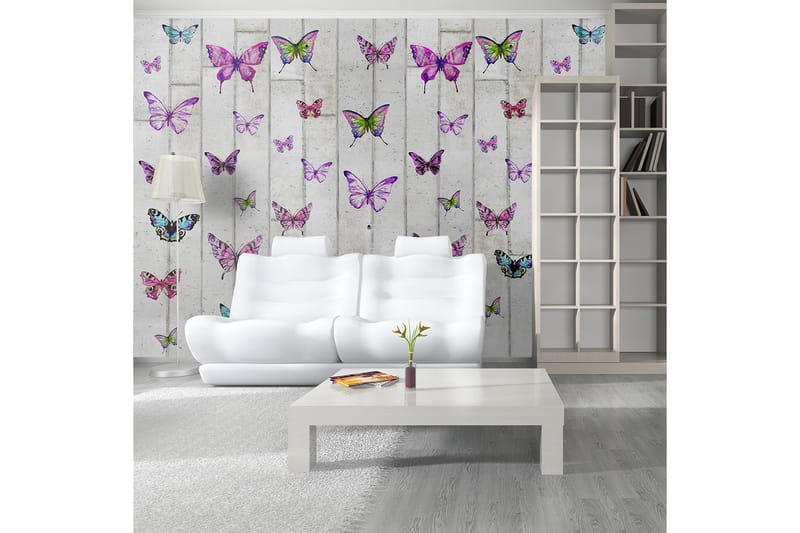 Fototapet Butterflies And Concrete 50x1000 - Artgeist sp. z o. o. - Inredning - Väggdekor - Tapet & tapettillbehör - Fototapet