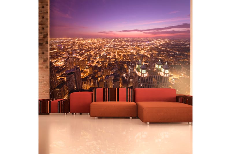 Fototapet Chicago By Night 350x270 - Artgeist sp. z o. o. - Inredning - Väggdekor - Tapet & tapettillbehör - Fototapet