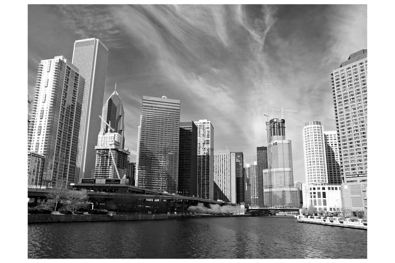 Fototapet Chicago Skyline Svartvitt 200x154 - Artgeist sp. z o. o. - Inredning - Väggdekor - Tapet & tapettillbehör - Fototapet
