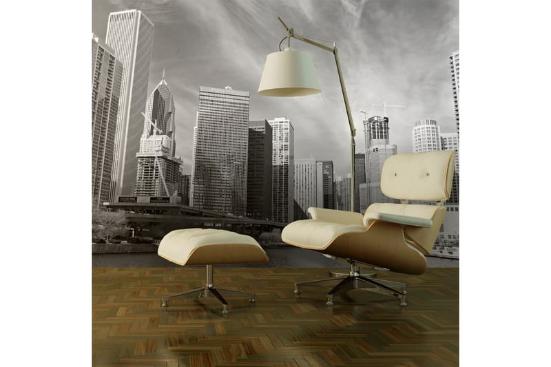 Fototapet Chicago Skyline Svartvitt 200x154 - Artgeist sp. z o. o. - Inredning - Väggdekor - Tapet & tapettillbehör - Fototapet