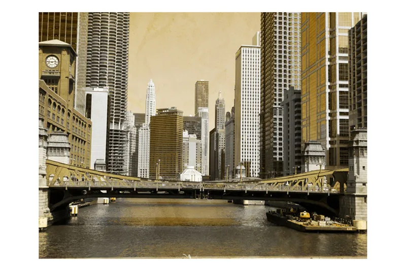 Fototapet Chicagos Brygga Tappning Effekt 350x270, Artgeist sp. z o. o.