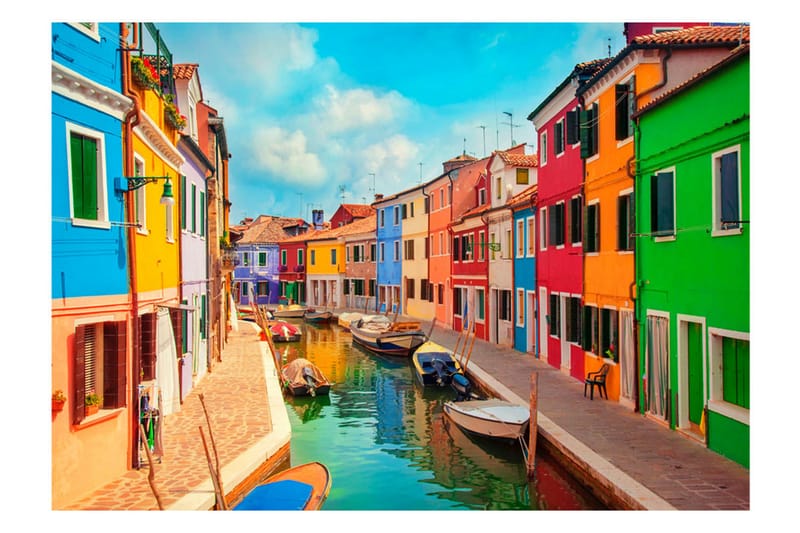 Fototapet Colorful Canal In Burano 150x105 - Artgeist sp. z o. o. - Inredning - Väggdekor - Tapet & tapettillbehör - Fototapet