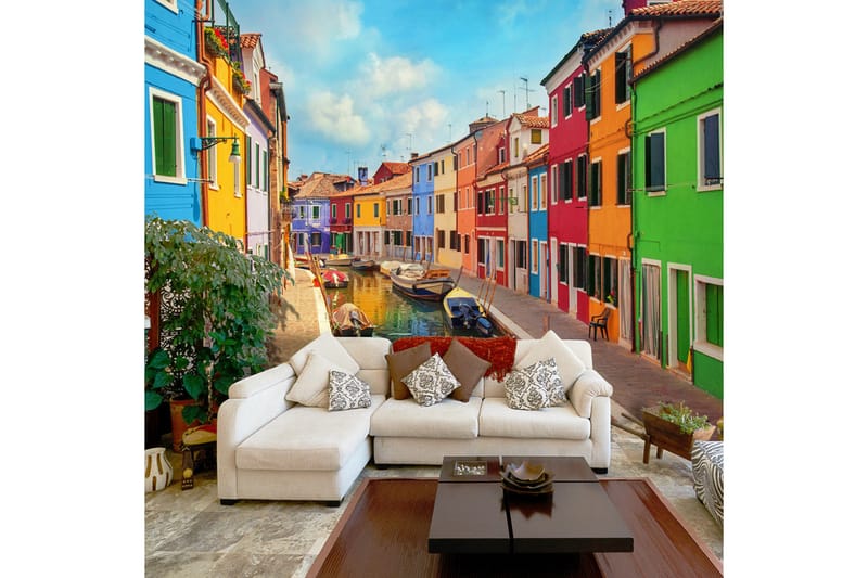 Fototapet Colorful Canal In Burano 150x105 - Artgeist sp. z o. o. - Inredning - Väggdekor - Tapet & tapettillbehör - Fototapet