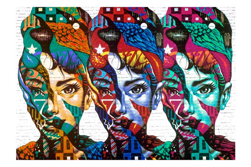 Fototapet Colorful Faces 200x140 - Artgeist sp. z o. o. - Inredning - Väggdekor - Tapet & tapettillbehör - Fototapet