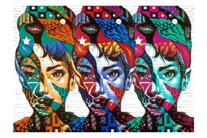 Fototapet Colorful Faces 300x210 - Artgeist sp. z o. o. - Inredning - Väggdekor - Tapet & tapettillbehör - Fototapet