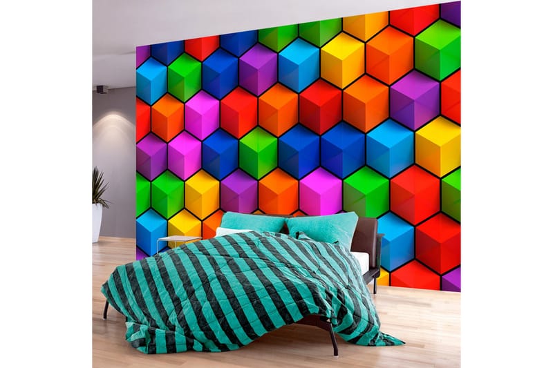 Fototapet Colorful Geometric Boxes 300x210 - Artgeist sp. z o. o. - Inredning - Väggdekor - Tapet & tapettillbehör - Fototapet