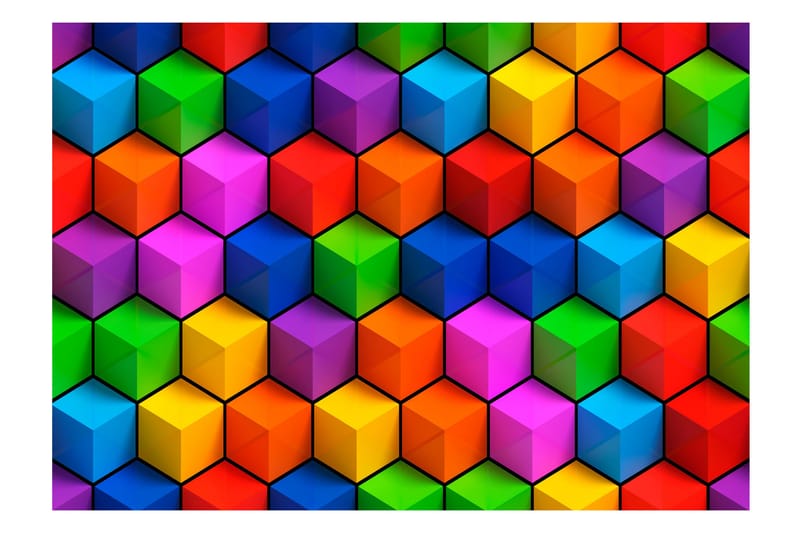 Fototapet Colorful Geometric Boxes 300x210 - Artgeist sp. z o. o. - Inredning - Väggdekor - Tapet & tapettillbehör - Fototapet