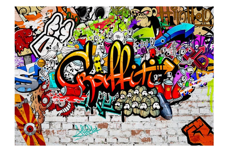 Fototapet Colorful Graffiti 350x245 - Artgeist sp. z o. o. - Inredning - Väggdekor - Tapet & tapettillbehör - Fototapet