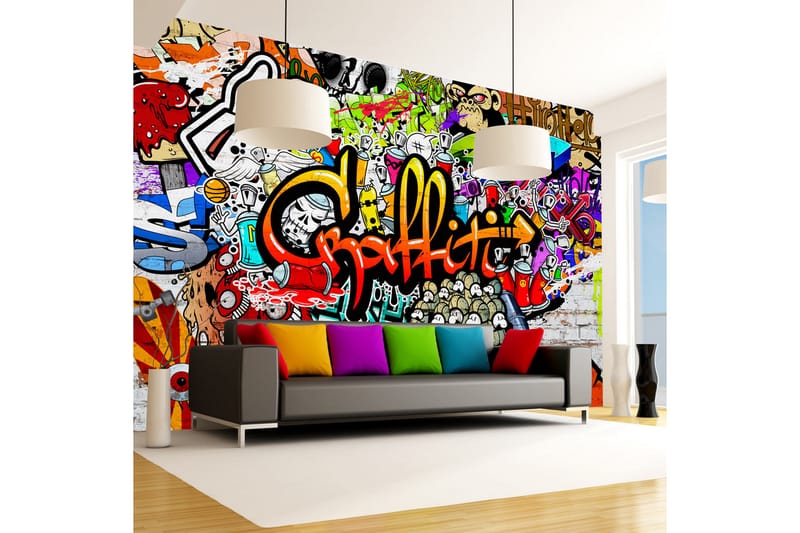 Fototapet Colorful Graffiti 350x245 - Artgeist sp. z o. o. - Inredning - Väggdekor - Tapet & tapettillbehör - Fototapet