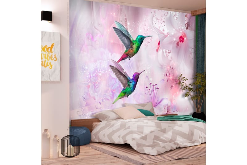 Fototapet Colourful Hummingbirds Purple 200x140 - Artgeist sp. z o. o. - Inredning - Väggdekor - Tapet & tapettillbehör - Fototapet