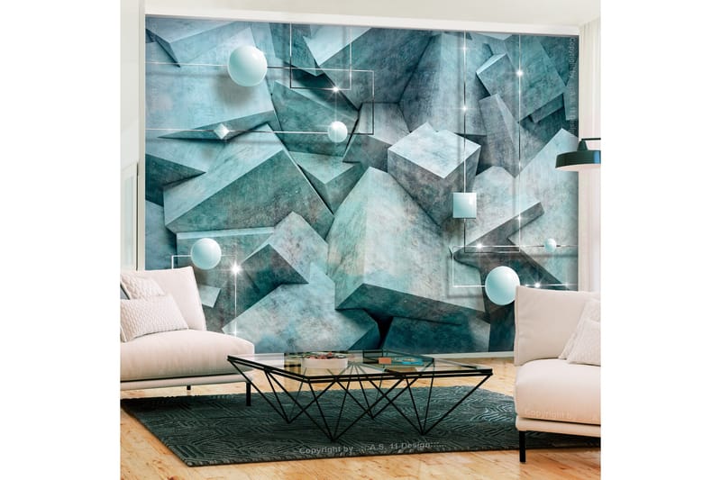 Fototapet Concrete Cubes Green 150x105 - Artgeist sp. z o. o. - Inredning - Väggdekor - Tapet & tapettillbehör - Fototapet