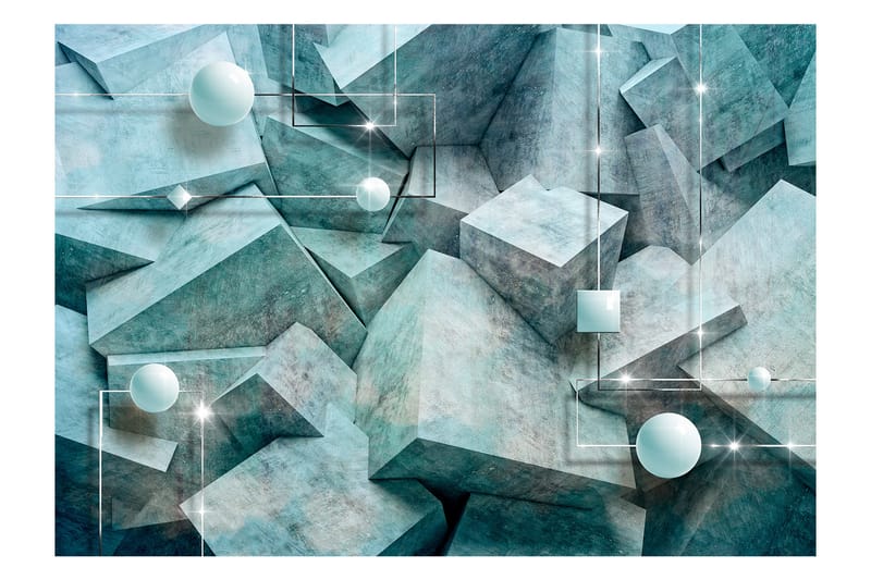 Fototapet Concrete Cubes Green 200x140 - Artgeist sp. z o. o. - Inredning - Väggdekor - Tapet & tapettillbehör - Fototapet