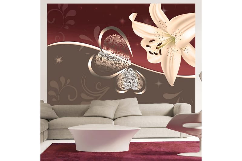 Fototapet Cream Lily 300x231 - Artgeist sp. z o. o. - Inredning - Väggdekor - Tapet & tapettillbehör - Fototapet