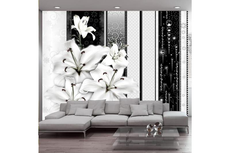 Fototapet Crying Lilies In White 200x140 - Artgeist sp. z o. o. - Inredning - Väggdekor - Tapet & tapettillbehör - Fototapet