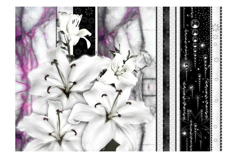 Fototapet Crying Lilies On Purple Marble 300x210 - Artgeist sp. z o. o. - Inredning - Väggdekor - Tapet & tapettillbehör - Fototapet