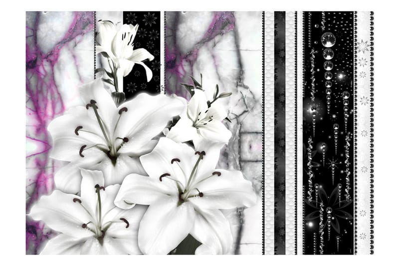 Fototapet Crying Lilies On Purple Marble 300x210 - Artgeist sp. z o. o. - Fototapet