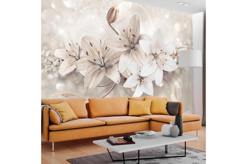 Fototapet Diamond Lilies 250x175 - Artgeist sp. z o. o. - Inredning - Väggdekor - Tapet & tapettillbehör - Fototapet