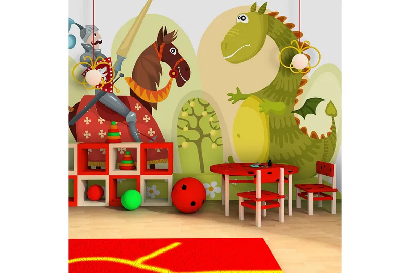 Fototapet Dragon And Knight 400x309 - Artgeist sp. z o. o. - Inredning - Väggdekor - Tapet & tapettillbehör - Fototapet