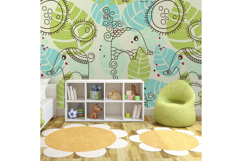 Fototapet Elefanter För Barn 250x193 - Artgeist sp. z o. o. - Inredning - Väggdekor - Tapet & tapettillbehör - Fototapet