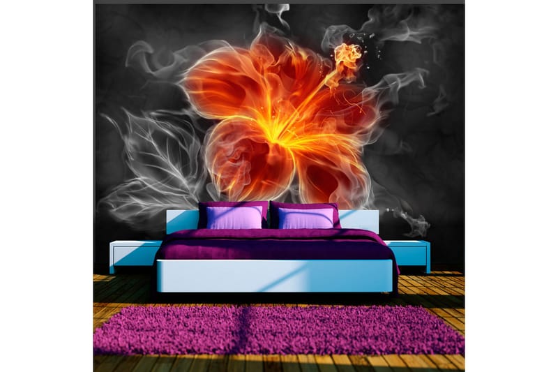 Fototapet Fiery Flower Inside The Smoke 100x70 - Artgeist sp. z o. o. - Fototapet