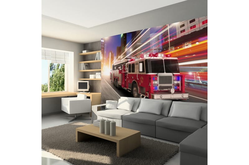 Fototapet Fire Truck 300x210 - Artgeist sp. z o. o. - Inredning - Väggdekor - Tapet & tapettillbehör - Fototapet
