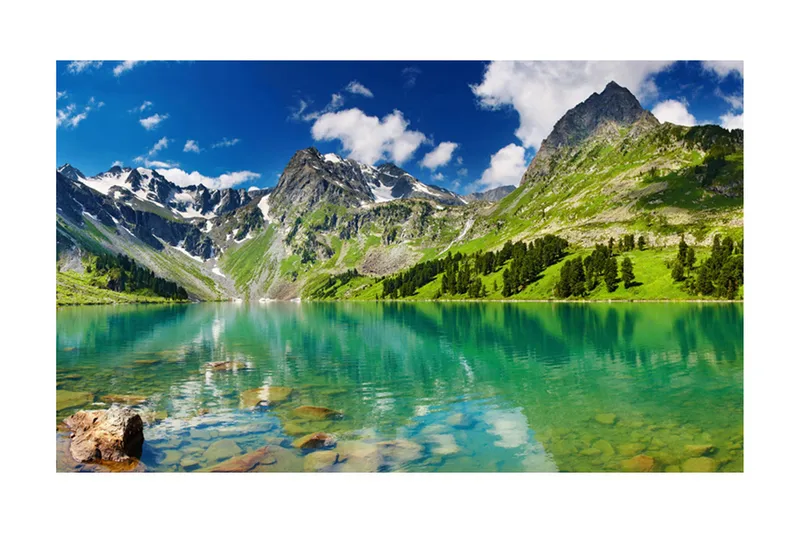 Fototapet Fjällsjö 450x270 - Artgeist sp. z o. o. - Inredning - Väggdekor - Tapet & tapettillbehör - Fototapet