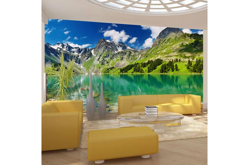 Fototapet Fjällsjö 450x270 - Artgeist sp. z o. o. - Inredning - Väggdekor - Tapet & tapettillbehör - Fototapet