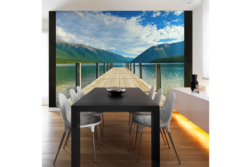 Fototapet Fjällsjö Bro 400x309 - Artgeist sp. z o. o. - Inredning - Väggdekor - Tapet & tapettillbehör - Fototapet