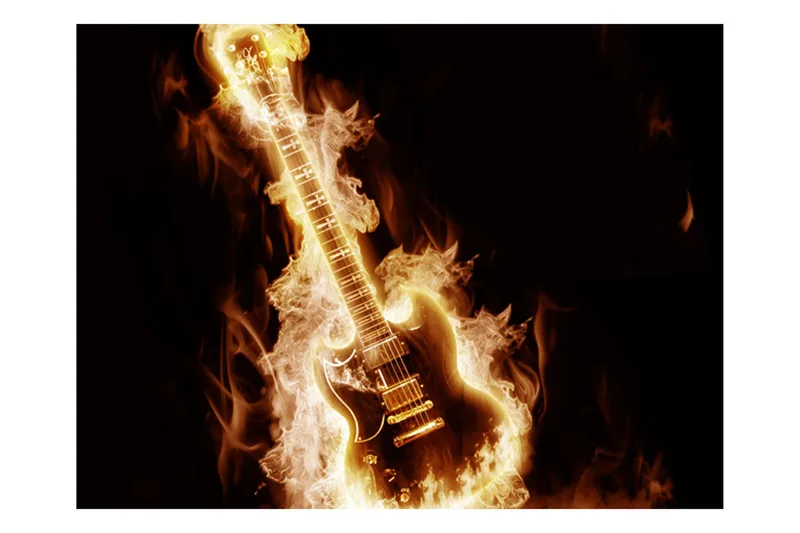 Fototapet Flammande Gitarr 400x309 - Artgeist sp. z o. o. - Inredning - Väggdekor - Tapet & tapettillbehör - Fototapet