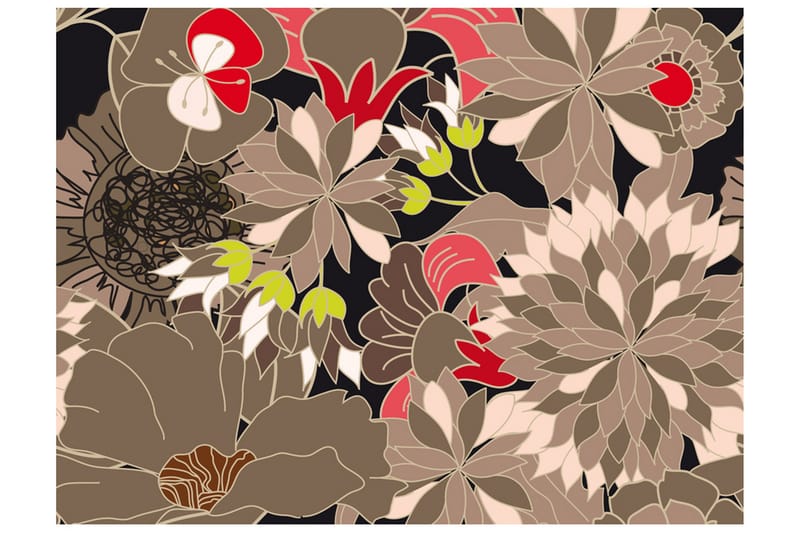 Fototapet Floral Design Gray 350x270 - Artgeist sp. z o. o. - Inredning - Väggdekor - Tapet & tapettillbehör - Fototapet