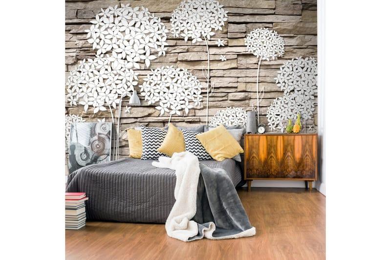 Fototapet Flowers On The Stone 300x210, Artgeist sp. z o. o.