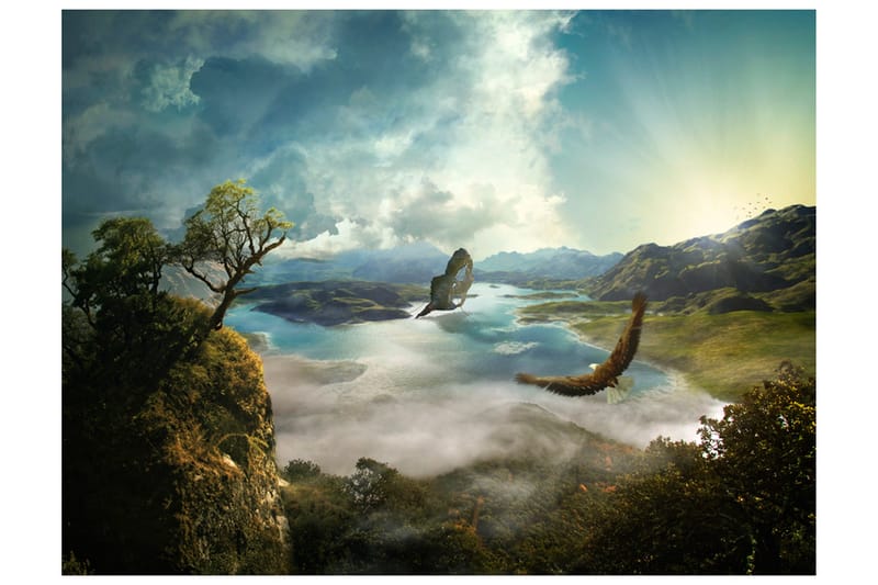 Fototapet Flygningen Över Sjön 250x193 - Artgeist sp. z o. o. - Inredning - Väggdekor - Tapet & tapettillbehör - Fototapet