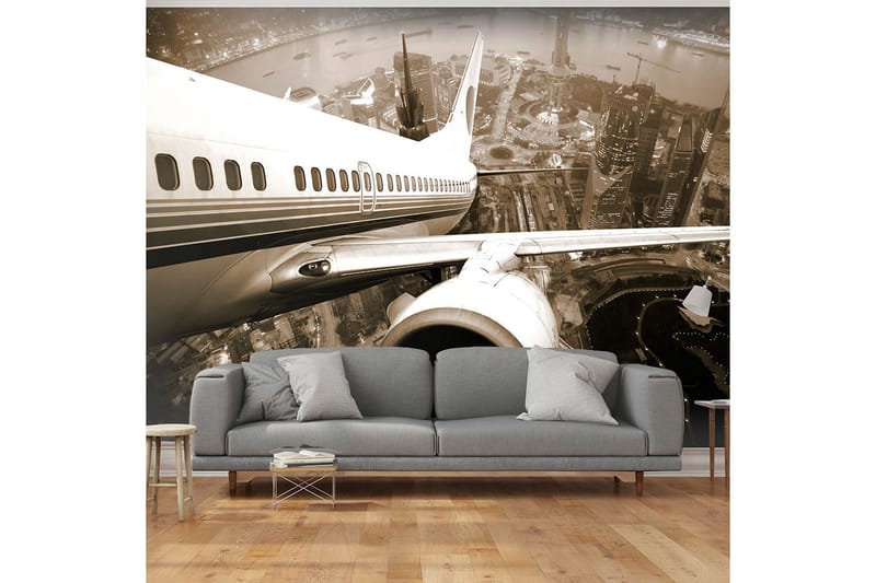 Fototapet Flygplan Lyfter Från Staden 200x154, Artgeist sp. z o. o.