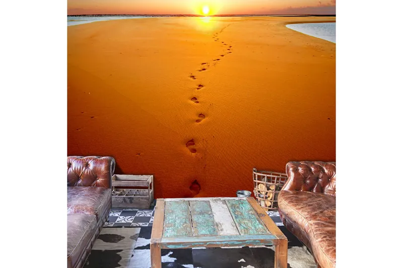 Fototapet Fotspår Sanden 200x154 - Artgeist sp. z o. o. - Inredning - Väggdekor - Tapet & tapettillbehör - Fototapet
